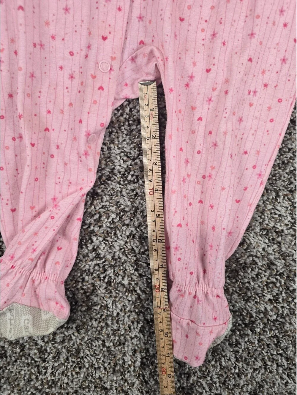 Vintage 1990s Carters Baby Girls Sz 12M One Piece Pajama Pink Star Print